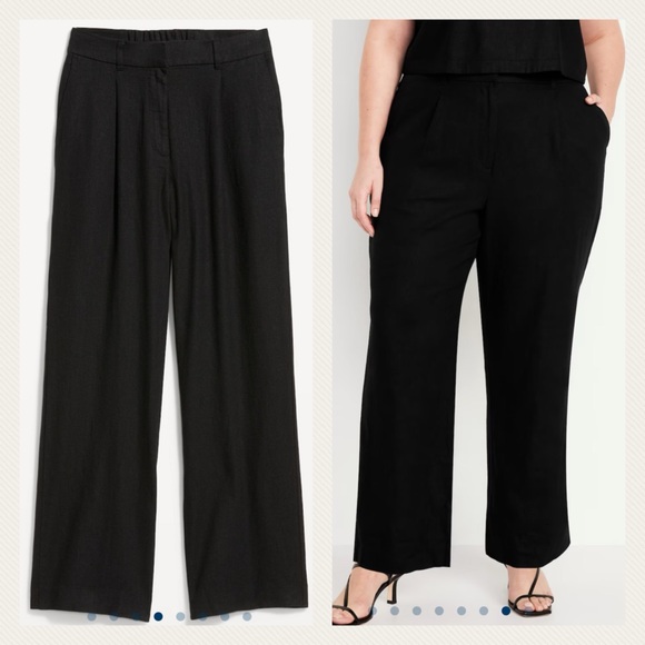 Old Navy Pants - Black Linen High-Waisted Wide-Leg Taylor Pants XL NWT